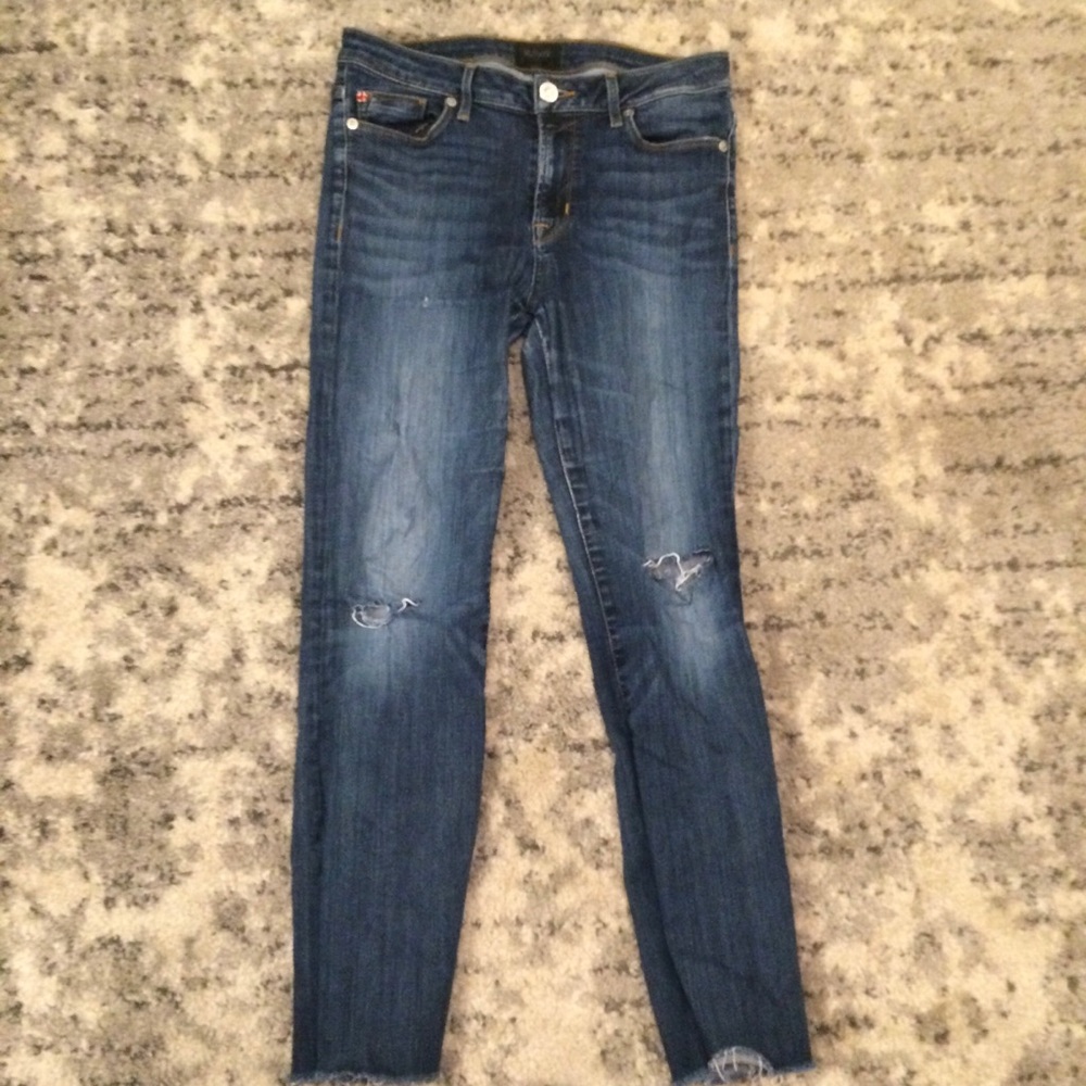 Hudson Raw Hem Mid Rise Crop Jeans